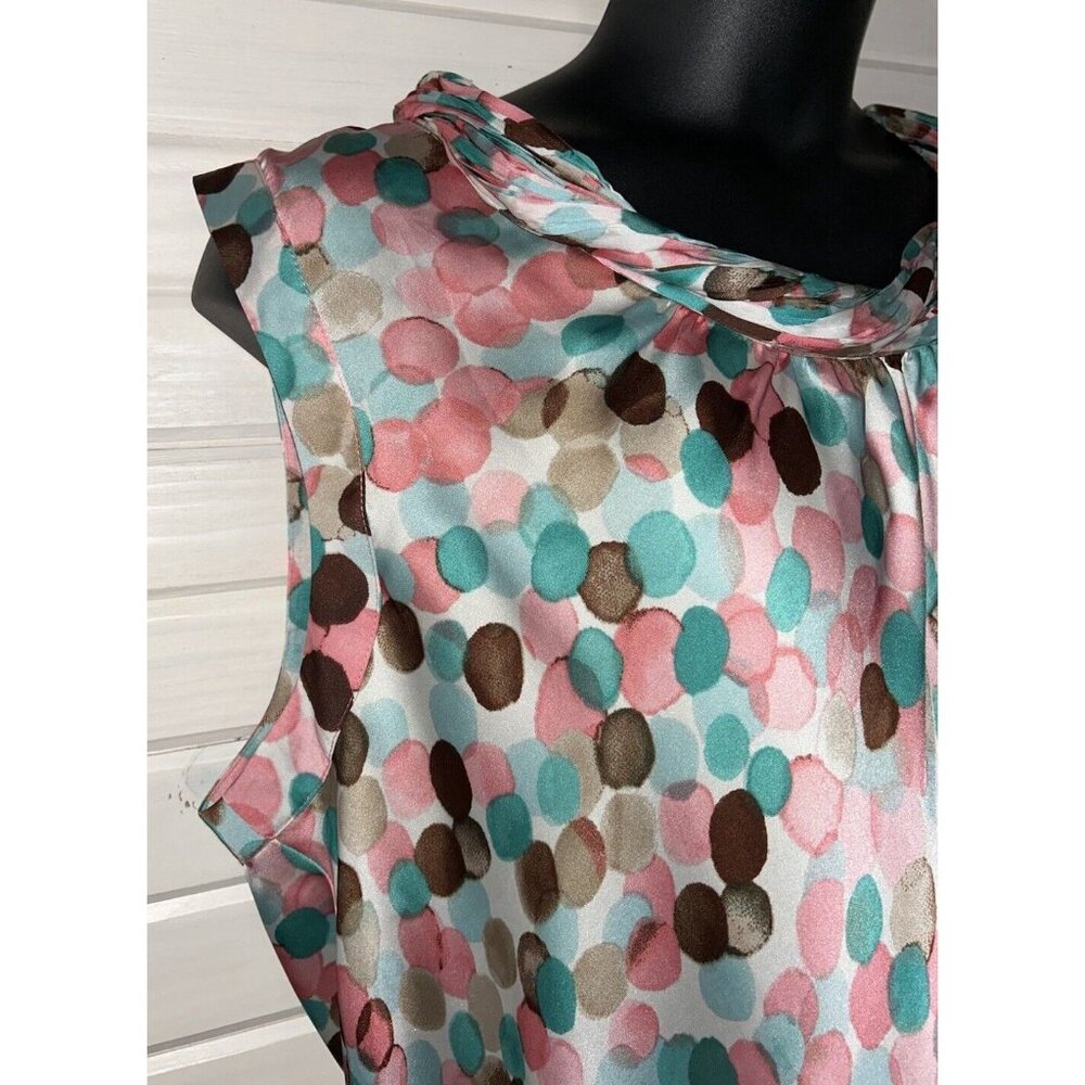 Zac & Rachel Sz PLUS 3X Pink Taupe Dappled Dots Sleeveless Blouse Tunic EUC - Picture 3 of 9